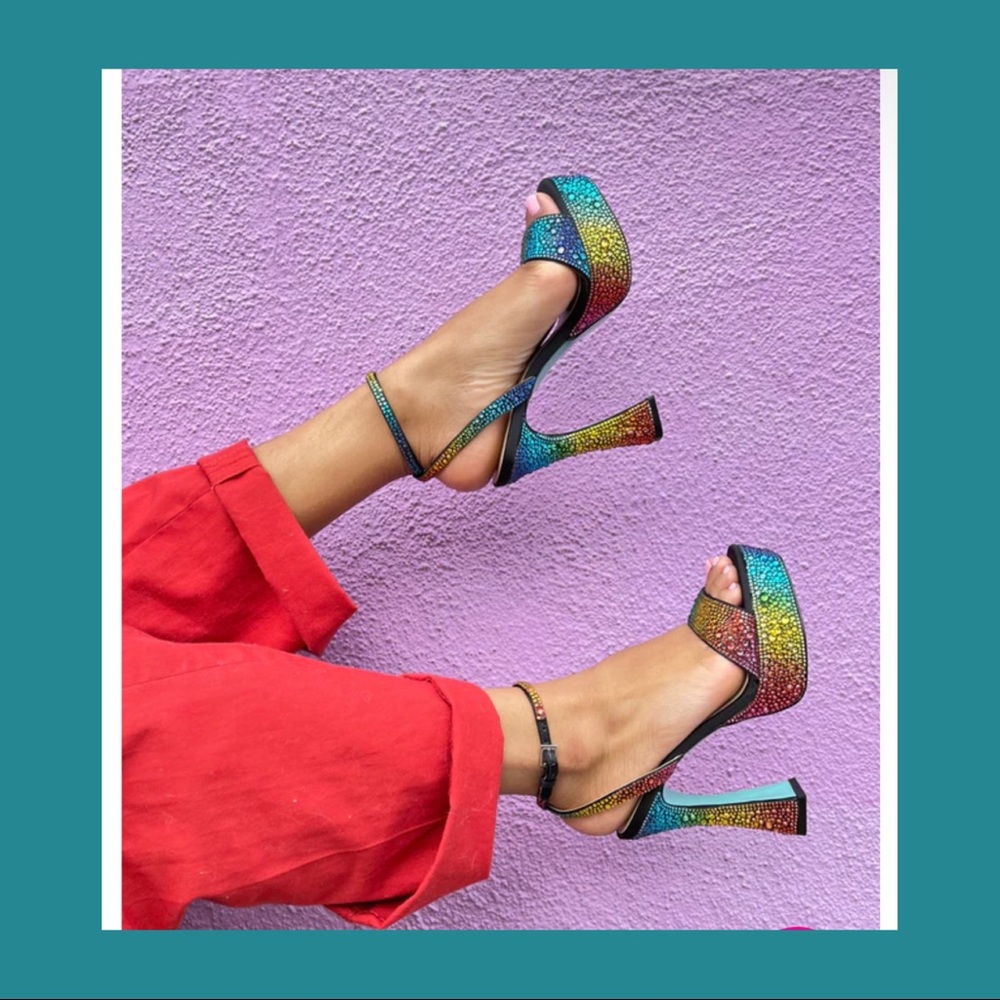 Gorgeous Betsey Johnson platform and rhinestone heels size 6 New never worn.